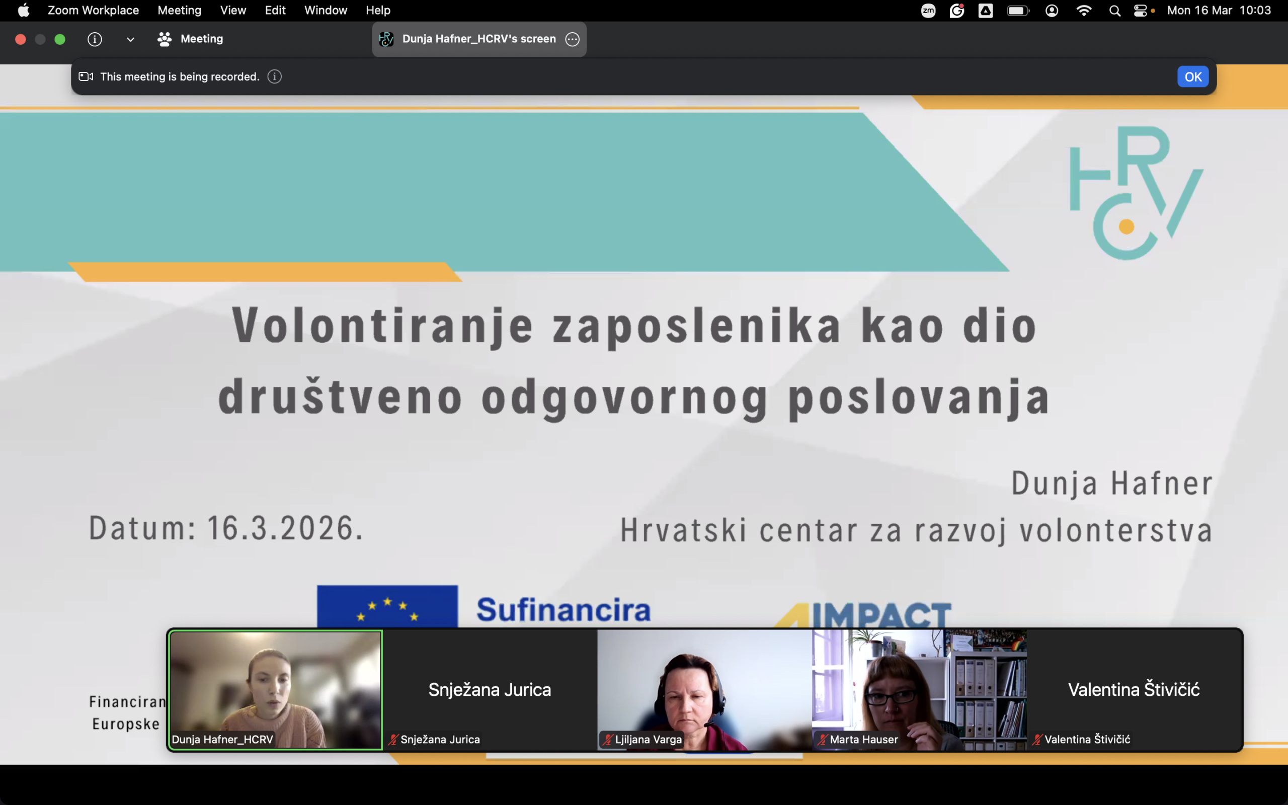 Sudjelovanje na webinaru –  Volontiranje zaposlenika kao dio društveno odgovornog poslovanja.